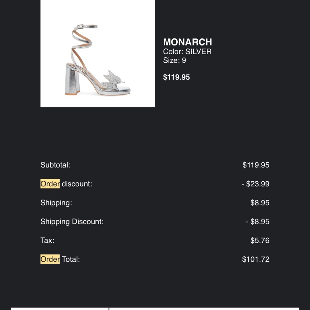 Steve Madden Silver Heels with Butterfly Accents - Picture 2 of 5